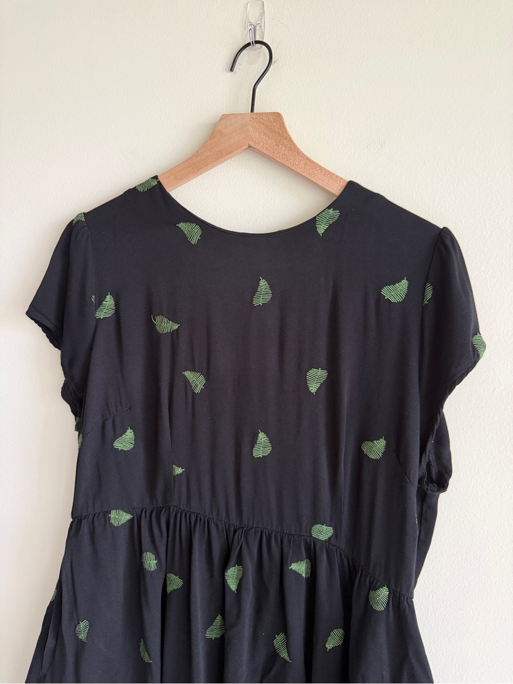 Disturbia Osmunda Fern Embroidered Mini Skater Dress US 10 Black Green Goth - Picture 5 of 15